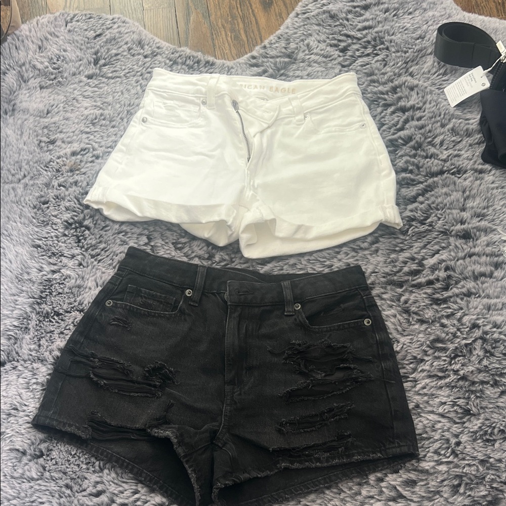 American Eagle Outfitters Women’s White & Black Denim Shorts Duo